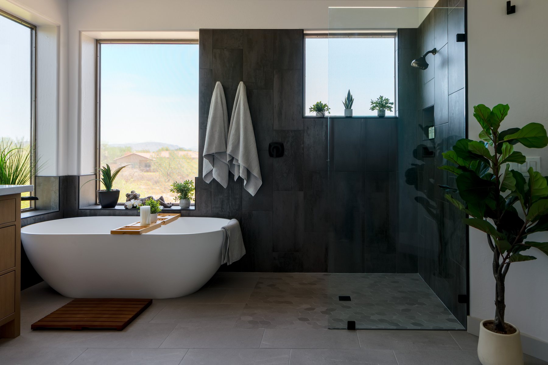 Finished spa-inspired bathroom remodel in Phoenix, AZ