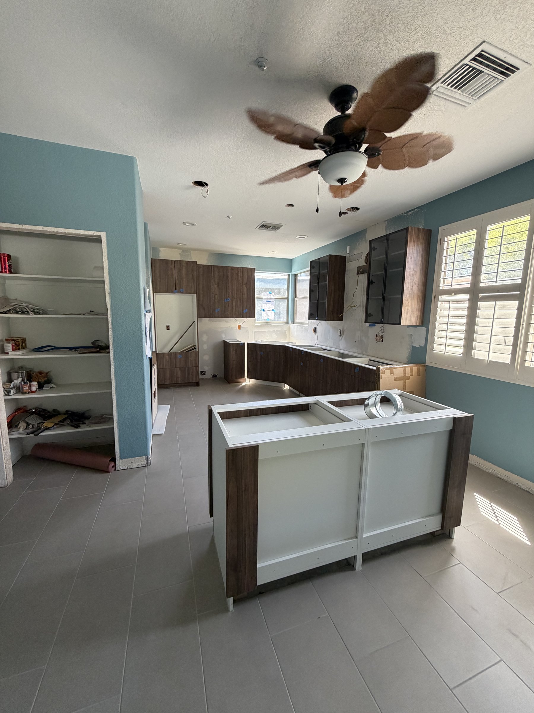 Original kitchen island under construction before Fountain Hills remodel