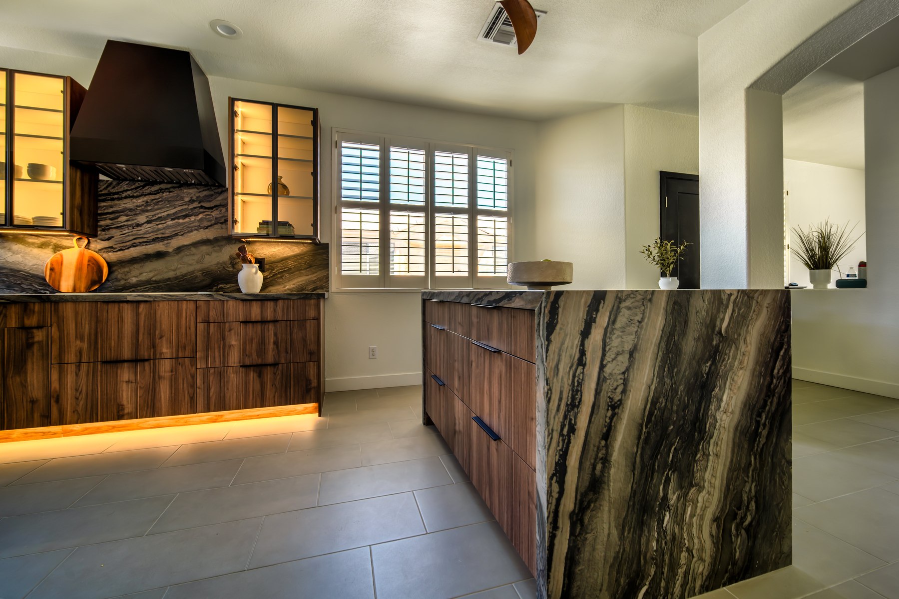 Open-concept kitchen layout showing considered design work in a Phoenix remodel