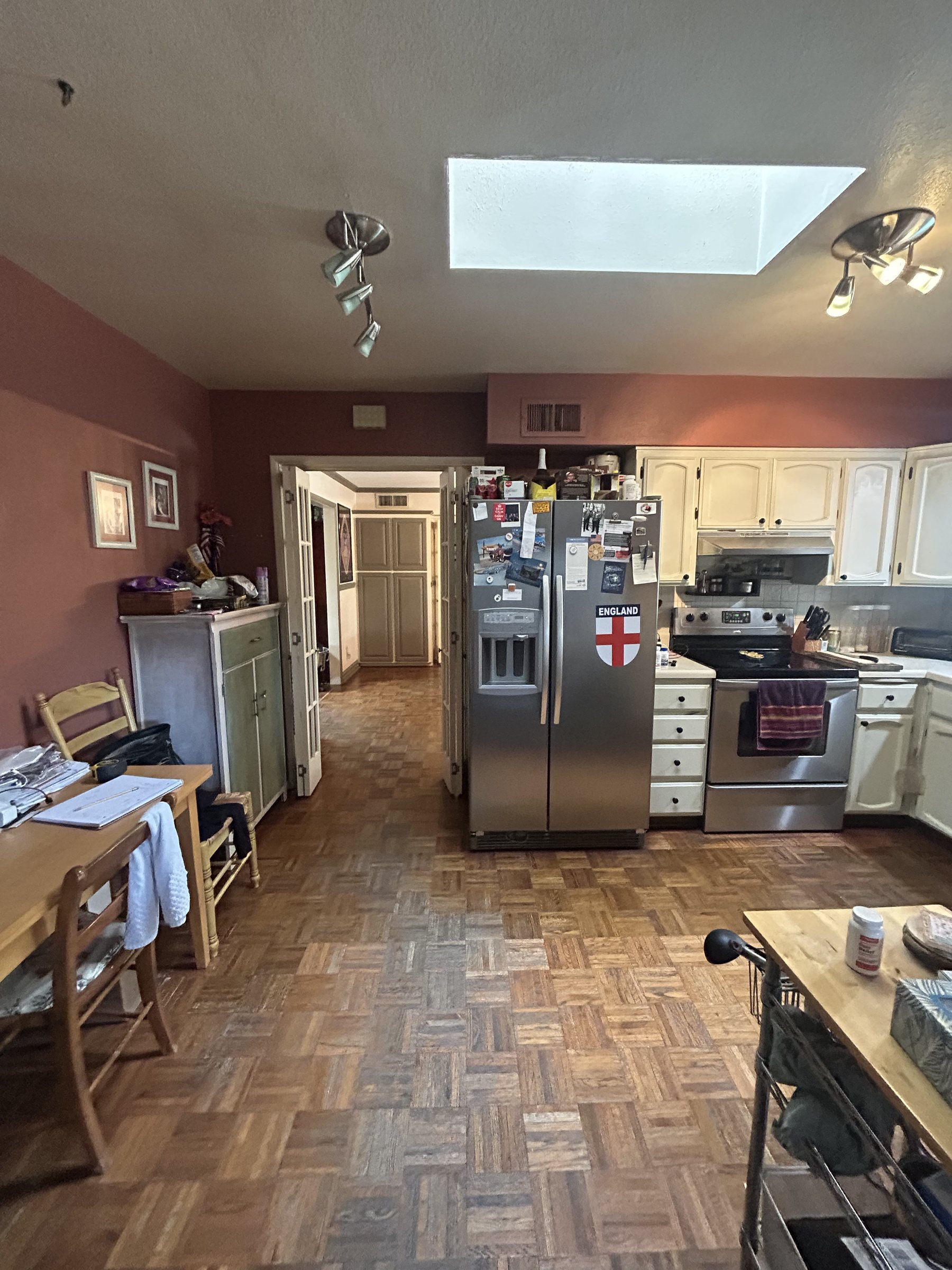 Original kitchen before the remodel, with dated cabinets and parquet flooring, Scottsdale remodel