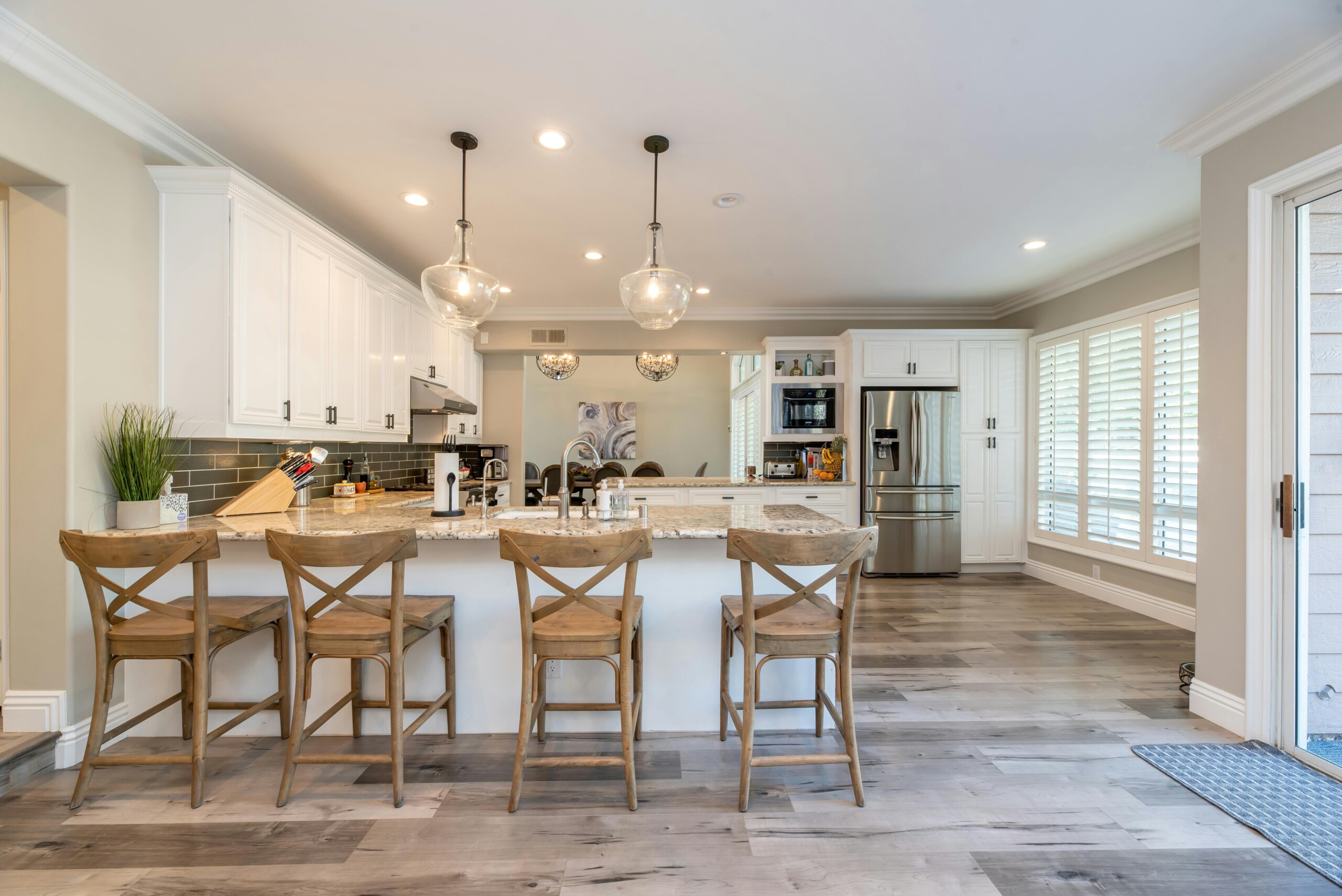 new lights in renovated kitchen